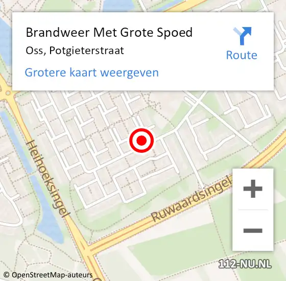 Locatie op kaart van de 112 melding: Brandweer Met Grote Spoed Naar Oss, Potgieterstraat op 16 januari 2019 18:05