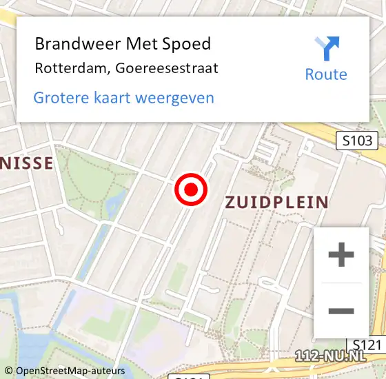 Locatie op kaart van de 112 melding: Brandweer Met Spoed Naar Rotterdam, Goereesestraat op 16 januari 2019 18:34