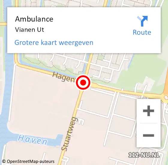 Locatie op kaart van de 112 melding: Ambulance Vianen Ut op 16 januari 2019 19:02