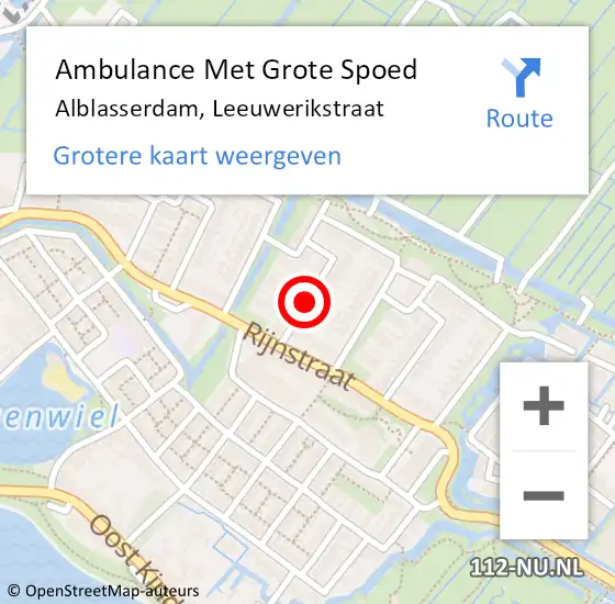 Locatie op kaart van de 112 melding: Ambulance Met Grote Spoed Naar Alblasserdam, Leeuwerikstraat op 16 januari 2019 20:01