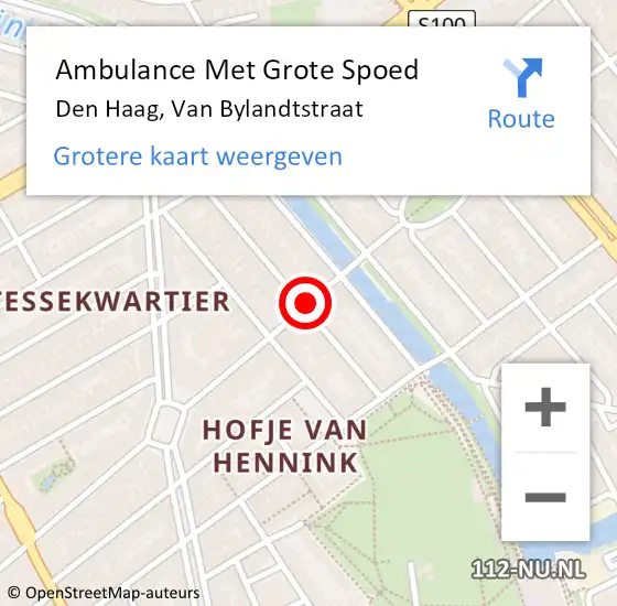 Locatie op kaart van de 112 melding: Ambulance Met Grote Spoed Naar Den Haag, Van Bylandtstraat op 16 januari 2019 20:19
