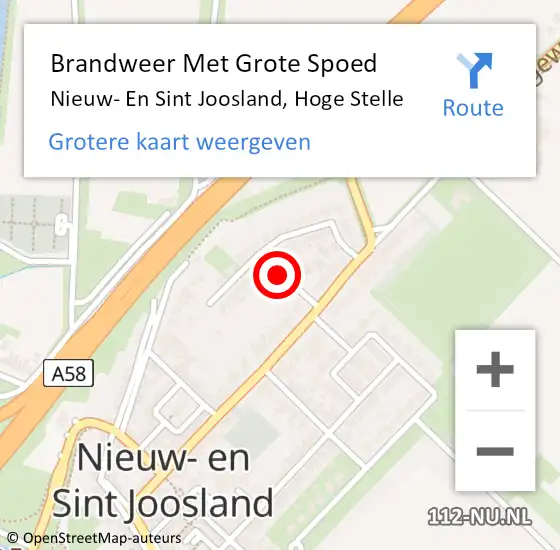 Locatie op kaart van de 112 melding: Brandweer Met Grote Spoed Naar Nieuw- En Sint Joosland, Hoge Stelle op 16 januari 2019 20:24