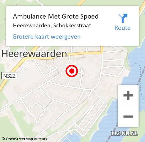 Locatie op kaart van de 112 melding: Ambulance Met Grote Spoed Naar Heerewaarden, Schokkerstraat op 16 januari 2019 20:40