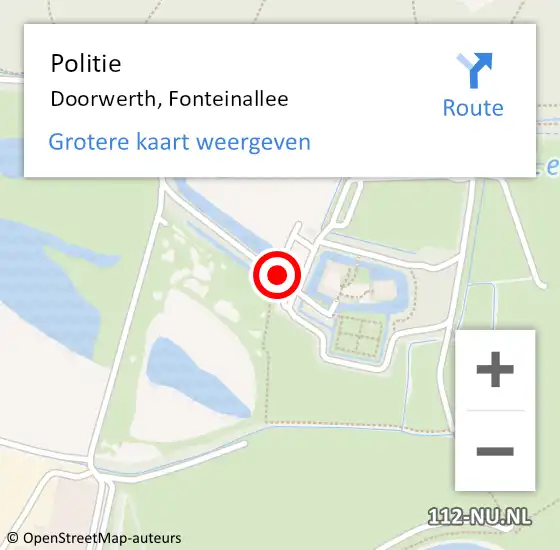 Locatie op kaart van de 112 melding: Politie Doorwerth, Fonteinallee op 16 januari 2019 21:01