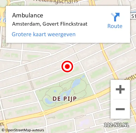 Locatie op kaart van de 112 melding: Ambulance Amsterdam, Govert Flinckstraat op 16 januari 2019 21:54