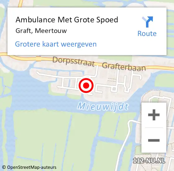 Locatie op kaart van de 112 melding: Ambulance Met Grote Spoed Naar Graft, Meertouw op 16 januari 2019 21:57