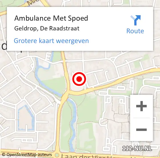 Locatie op kaart van de 112 melding: Ambulance Met Spoed Naar Geldrop, De Raadstraat op 16 januari 2019 23:02