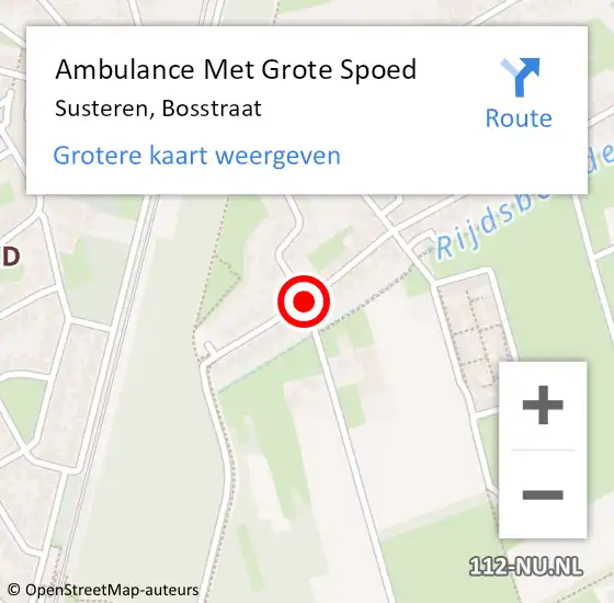 Locatie op kaart van de 112 melding: Ambulance Met Grote Spoed Naar Susteren, Bosstraat op 16 januari 2019 23:51