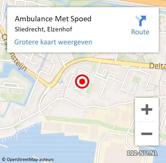 Locatie op kaart van de 112 melding: Ambulance Met Spoed Naar Sliedrecht, Elzenhof op 17 januari 2019 00:06