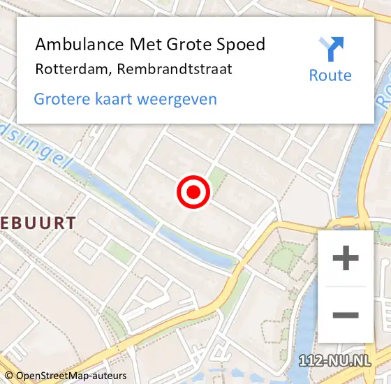 Locatie op kaart van de 112 melding: Ambulance Met Grote Spoed Naar Rotterdam, Rembrandtstraat op 17 januari 2019 00:33