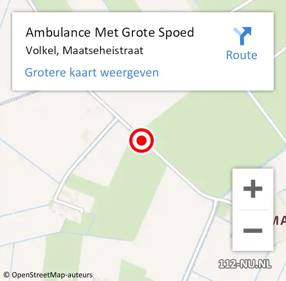 Locatie op kaart van de 112 melding: Ambulance Met Grote Spoed Naar Volkel, Maatseheistraat op 17 januari 2019 00:36