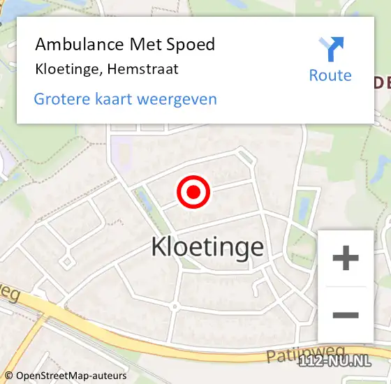 Locatie op kaart van de 112 melding: Ambulance Met Spoed Naar Kloetinge, Hemstraat op 17 januari 2019 00:55