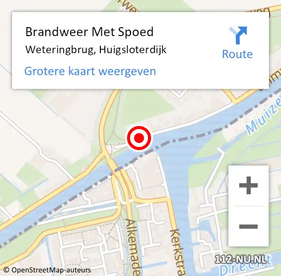 Locatie op kaart van de 112 melding: Brandweer Met Spoed Naar Weteringbrug, Huigsloterdijk op 20 maart 2014 18:19