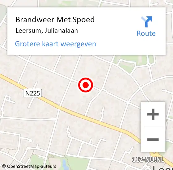 Locatie op kaart van de 112 melding: Brandweer Met Spoed Naar Leersum, Julianalaan op 17 januari 2019 07:08