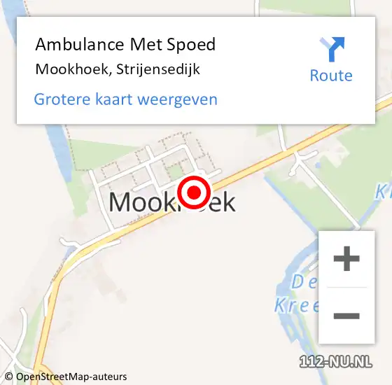 Locatie op kaart van de 112 melding: Ambulance Met Spoed Naar Mookhoek, Strijensedijk op 26 september 2013 07:13