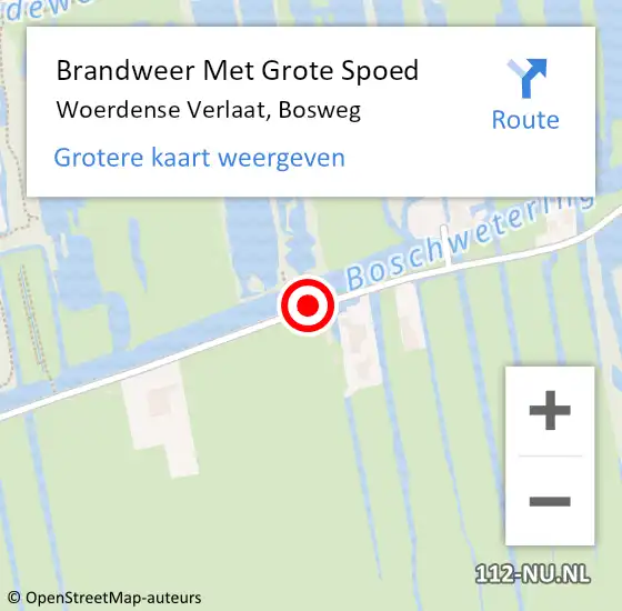 Locatie op kaart van de 112 melding: Brandweer Met Grote Spoed Naar Woerdense Verlaat, Bosweg op 17 januari 2019 07:37