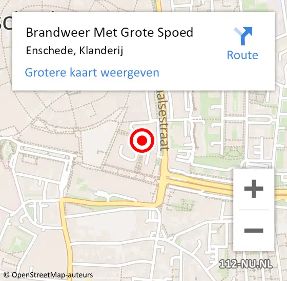 Locatie op kaart van de 112 melding: Brandweer Met Grote Spoed Naar Enschede, Klanderij op 17 januari 2019 08:21