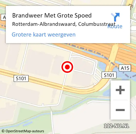 Locatie op kaart van de 112 melding: Brandweer Met Grote Spoed Naar Rotterdam-Albrandswaard, Columbusstraat op 17 januari 2019 08:42