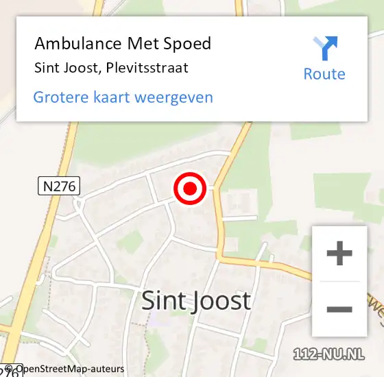 Locatie op kaart van de 112 melding: Ambulance Met Spoed Naar Sint Joost, Plevitsstraat op 26 september 2013 07:16