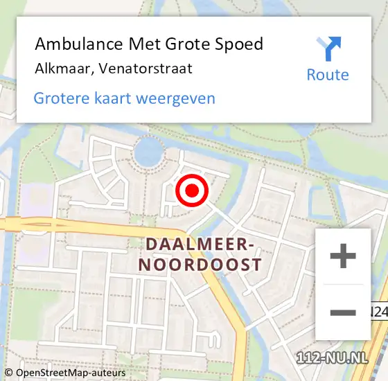 Locatie op kaart van de 112 melding: Ambulance Met Grote Spoed Naar Alkmaar, Venatorstraat op 17 januari 2019 10:09