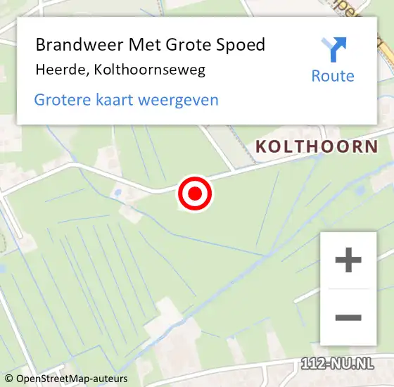 Locatie op kaart van de 112 melding: Brandweer Met Grote Spoed Naar Heerde, Kolthoornseweg op 20 maart 2014 18:45
