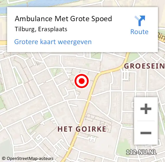 Locatie op kaart van de 112 melding: Ambulance Met Grote Spoed Naar Tilburg, Erasplaats op 17 januari 2019 10:32