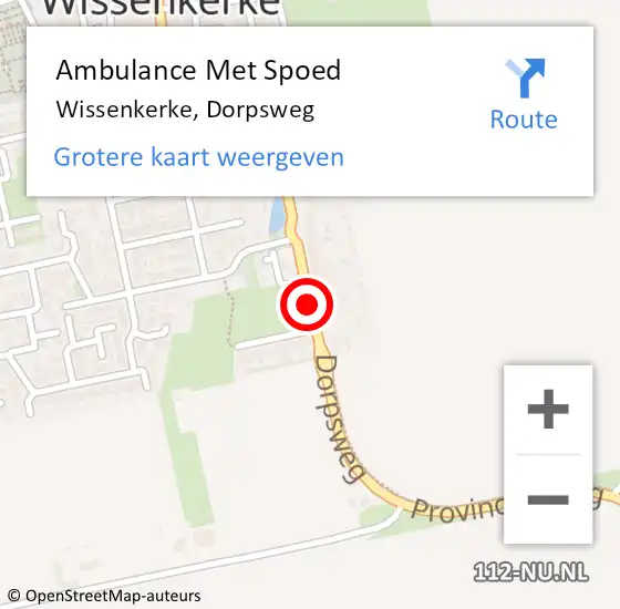 Locatie op kaart van de 112 melding: Ambulance Met Spoed Naar Wissenkerke, Dorpsweg op 17 januari 2019 11:43