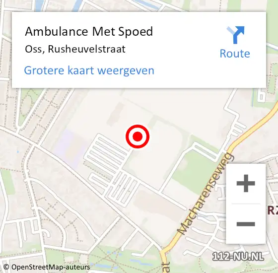 Locatie op kaart van de 112 melding: Ambulance Met Spoed Naar Oss, Rusheuvelstraat op 17 januari 2019 12:28