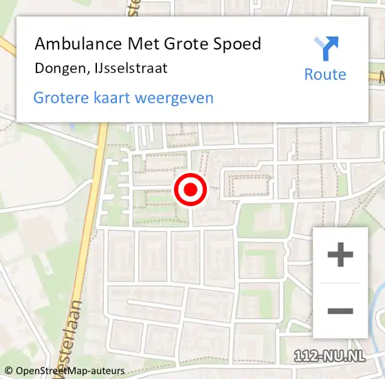 Locatie op kaart van de 112 melding: Ambulance Met Grote Spoed Naar Dongen, IJsselstraat op 17 januari 2019 12:42