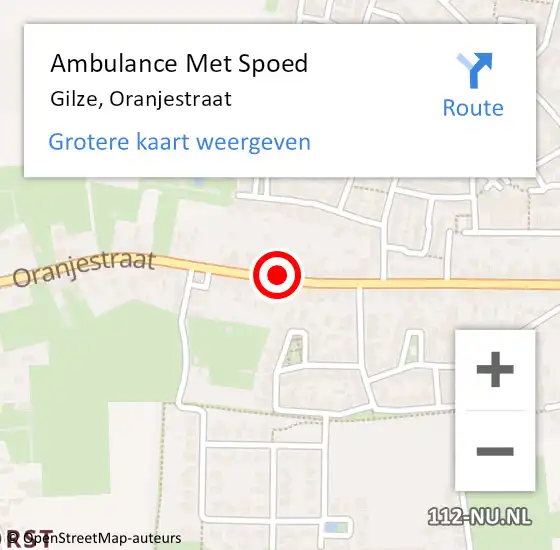 Locatie op kaart van de 112 melding: Ambulance Met Spoed Naar Gilze, Oranjestraat op 17 januari 2019 13:46