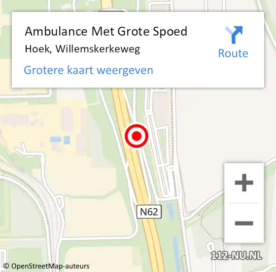 Locatie op kaart van de 112 melding: Ambulance Met Grote Spoed Naar Hoek, Willemskerkeweg op 17 januari 2019 14:31