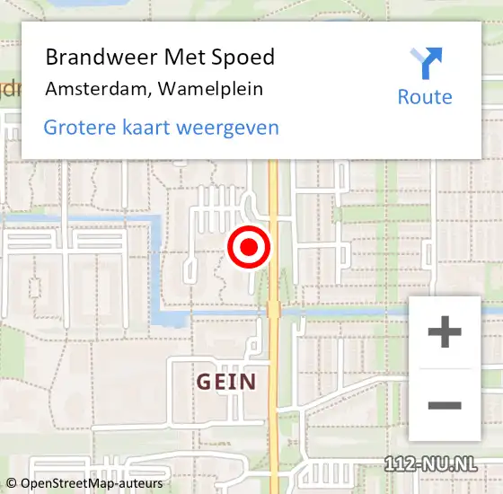 Locatie op kaart van de 112 melding: Brandweer Met Spoed Naar Amsterdam, Wamelplein op 17 januari 2019 15:03