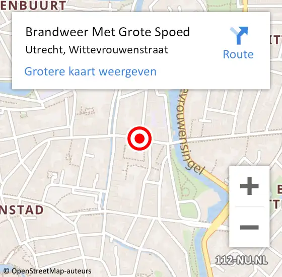 Locatie op kaart van de 112 melding: Brandweer Met Grote Spoed Naar Utrecht, Wittevrouwenstraat op 17 januari 2019 15:38