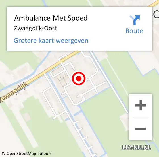 Locatie op kaart van de 112 melding: Ambulance Met Spoed Naar Zwaagdijk-Oost op 17 januari 2019 15:49