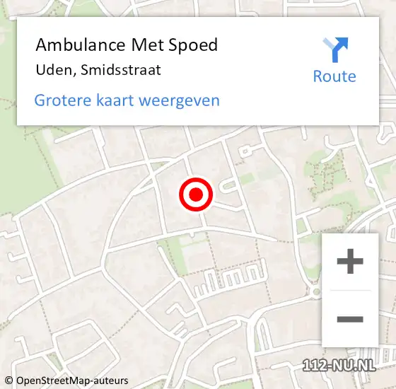 Locatie op kaart van de 112 melding: Ambulance Met Spoed Naar Uden, Smidsstraat op 17 januari 2019 17:33