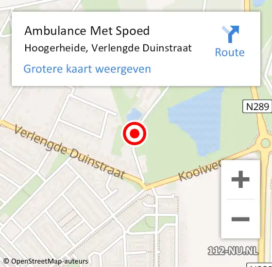 Locatie op kaart van de 112 melding: Ambulance Met Spoed Naar Hoogerheide, Verlengde Duinstraat op 17 januari 2019 18:02