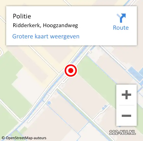 Locatie op kaart van de 112 melding: Politie Ridderkerk, Hoogzandweg op 17 januari 2019 18:24
