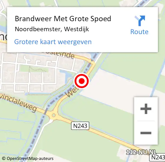 Locatie op kaart van de 112 melding: Brandweer Met Grote Spoed Naar Noordbeemster, Westdijk op 17 januari 2019 18:41