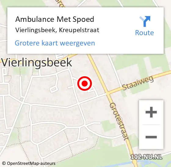 Locatie op kaart van de 112 melding: Ambulance Met Spoed Naar Vierlingsbeek, Kreupelstraat op 17 januari 2019 19:33