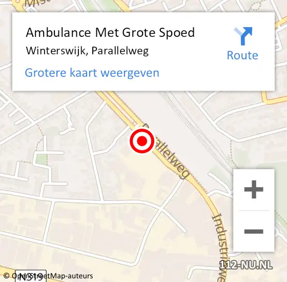 Locatie op kaart van de 112 melding: Ambulance Met Grote Spoed Naar Winterswijk, Parallelweg op 17 januari 2019 19:44