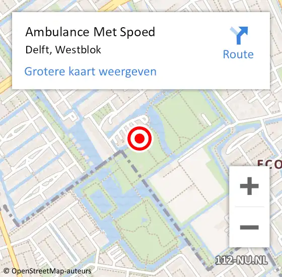 Locatie op kaart van de 112 melding: Ambulance Met Spoed Naar Delft, Westblok op 17 januari 2019 19:50