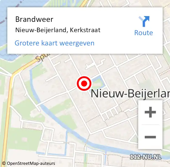 Locatie op kaart van de 112 melding: Brandweer Nieuw-Beijerland, Kerkstraat op 17 januari 2019 19:54