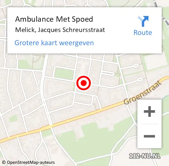 Locatie op kaart van de 112 melding: Ambulance Met Spoed Naar Melick, Jacques Schreursstraat op 17 januari 2019 20:38