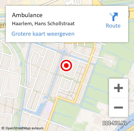 Locatie op kaart van de 112 melding: Ambulance Haarlem, Hans Schollstraat op 17 januari 2019 21:28