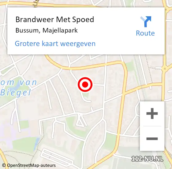 Locatie op kaart van de 112 melding: Brandweer Met Spoed Naar Bussum, Majellapark op 17 januari 2019 22:19