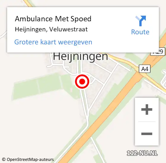 Locatie op kaart van de 112 melding: Ambulance Met Spoed Naar Heijningen, Veluwestraat op 17 januari 2019 23:02