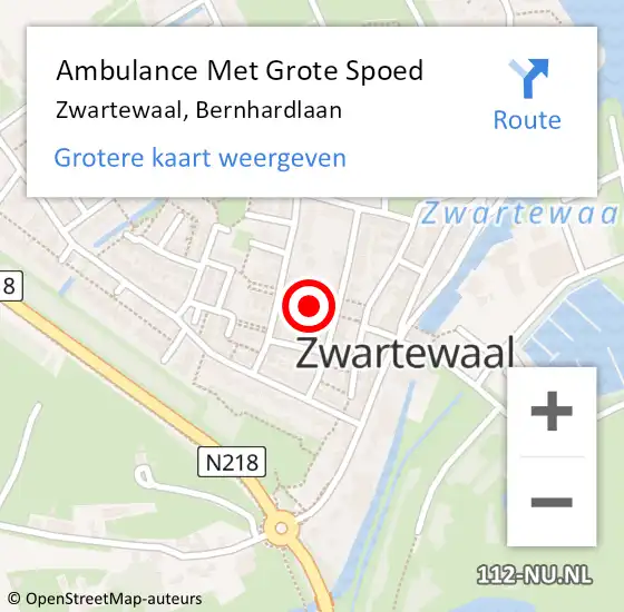 Locatie op kaart van de 112 melding: Ambulance Met Grote Spoed Naar Zwartewaal, Bernhardlaan op 17 januari 2019 23:10