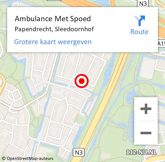 Locatie op kaart van de 112 melding: Ambulance Met Spoed Naar Papendrecht, Sleedoornhof op 18 januari 2019 03:08