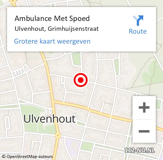 Locatie op kaart van de 112 melding: Ambulance Met Spoed Naar Ulvenhout, Grimhuijsenstraat op 18 januari 2019 04:13