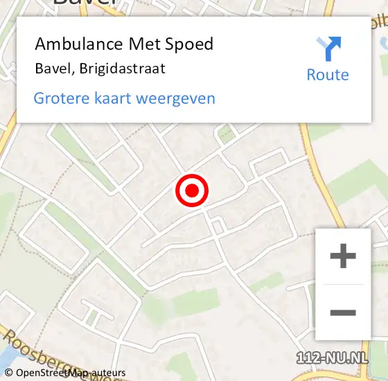 Locatie op kaart van de 112 melding: Ambulance Met Spoed Naar Bavel, Brigidastraat op 18 januari 2019 06:02